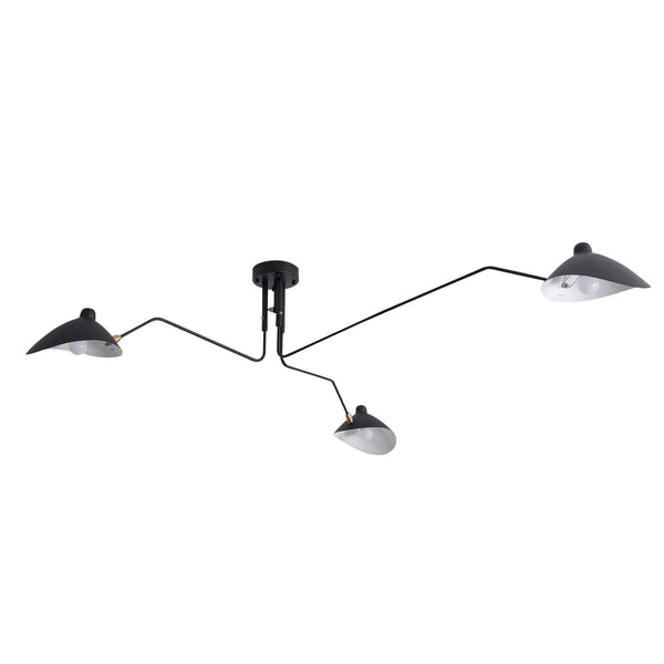 Metavaya Ceiling Lamp 3heads Dia 150cm x H 32cm / Black Serge Mouille Ceiling Light 822706698080 M2022091705-1 Serge Mouille Ceiling Light and Fixtures for Sale