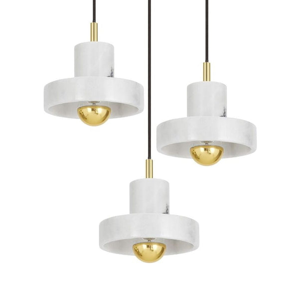 Metavaya Pendant light Dia 18cm x H 10.8cm / White marble Stone pendant lamp 653733628784 M-202112141443 Buy Stone Pendant Lamp Online in USA